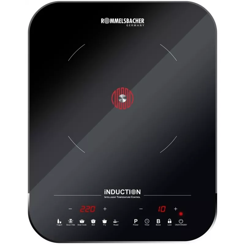 Induktionskochfeld Rommelsbacher CTS 2000/IN 1-zone touch control, rahmenlose Glaskeramikoberfläche, 145–220 mm zone