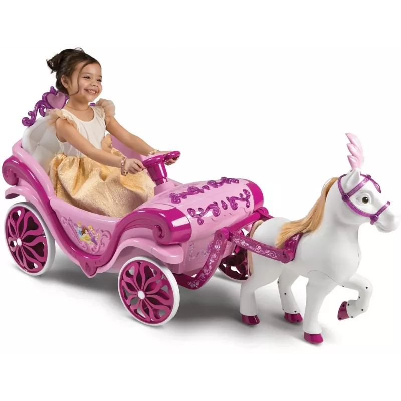 Huffy Elektrische Disney Prinzessinenkutsche mit Pferd 6 V pink