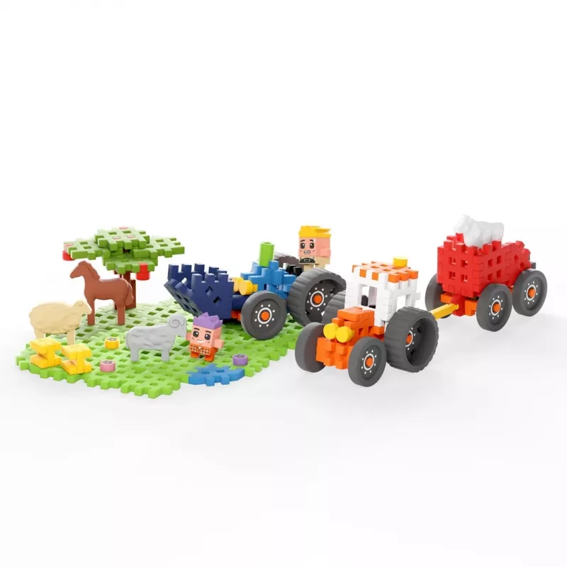 Bausteine Marioinex Farmer Tractor Meadow – 110 Teile, für Kinder ab 6 Jahren, mehrfarbiges Set