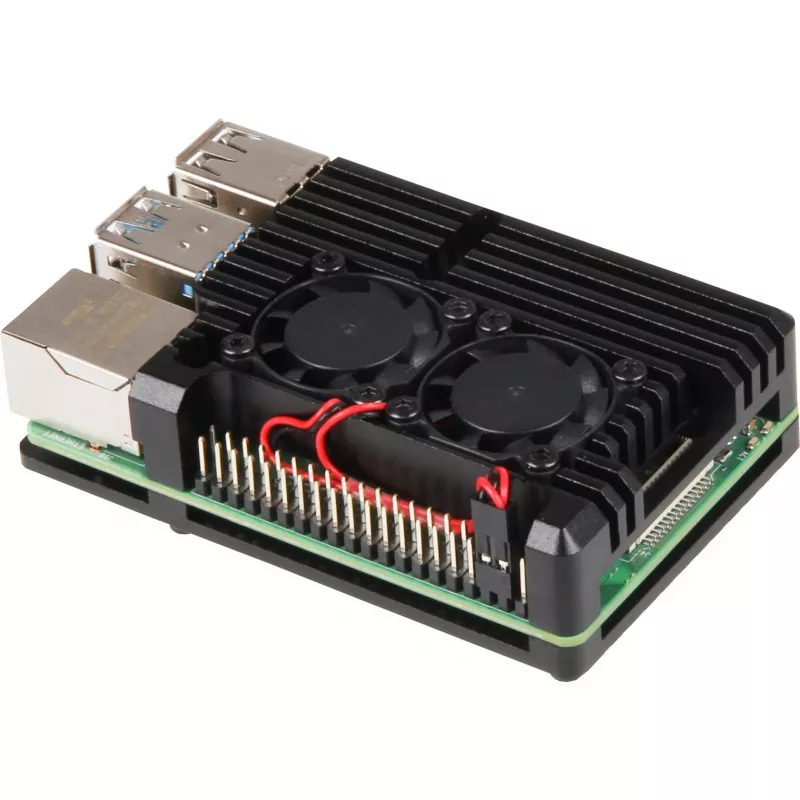 JOY-IT RPI CASE ALU07F - Gehäuse für Raspberry Pi 4, Alu, Lüfter, schwarz (RB-ALUCASEP4+07FAN)