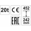 Mechanischer Wagenheber YATO YT-17007, 20.000 kg Kapazität, Hub 24,2–45,2 cm, Kolben 150 mm, Kopf Ø45 mm, Gewicht 10,5 kg