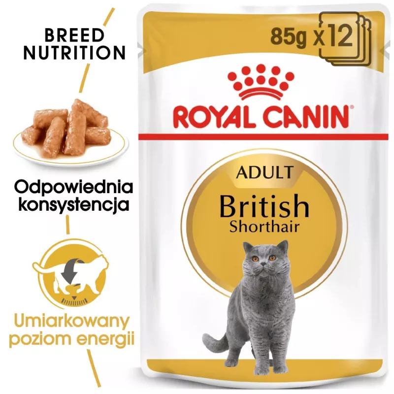 Nassfutter für Katzen Royal Canin British Shorthair Adult Beutel 85 g, Geflügel, ROYAL CANIN Feline Breed Nutrition