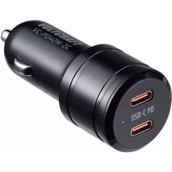 VOLTCRAFT VC-PD40W-2C VC-13431420 USB-Ladegerät Fahrzeug Ausgangsstrom (max.) 3 A 2 x USB-C® USB Power Delivery (USB-PD) (VC-13431420)