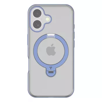 Schutzhülle Torras Ostand Spin für iPhone 16 – Blau, schlankes Profil, kabelloses Laden kompatibel
