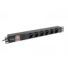 Stromverteilereinheit LANBERG PDU-06E-0200-BK — 6x Typ-E-Ausgänge, 16 A, 2 m Kabel, 1HE Rack, 220–250 V