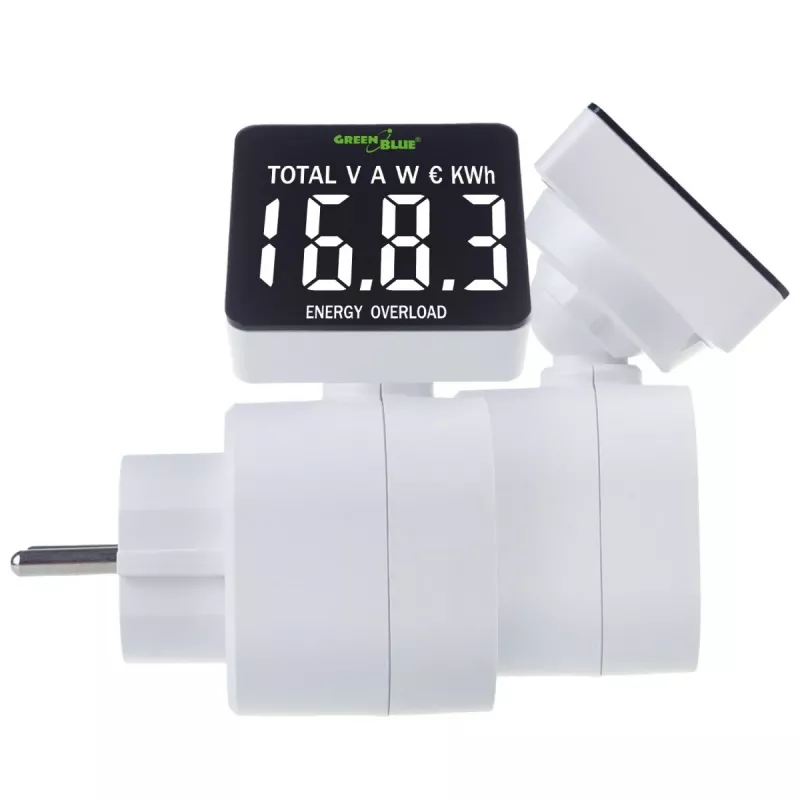 Energie-Wattmeter GreenBlue GB620E für 220-V-Netz, max. 16 A, steckbarer Strom-/Energiezähler