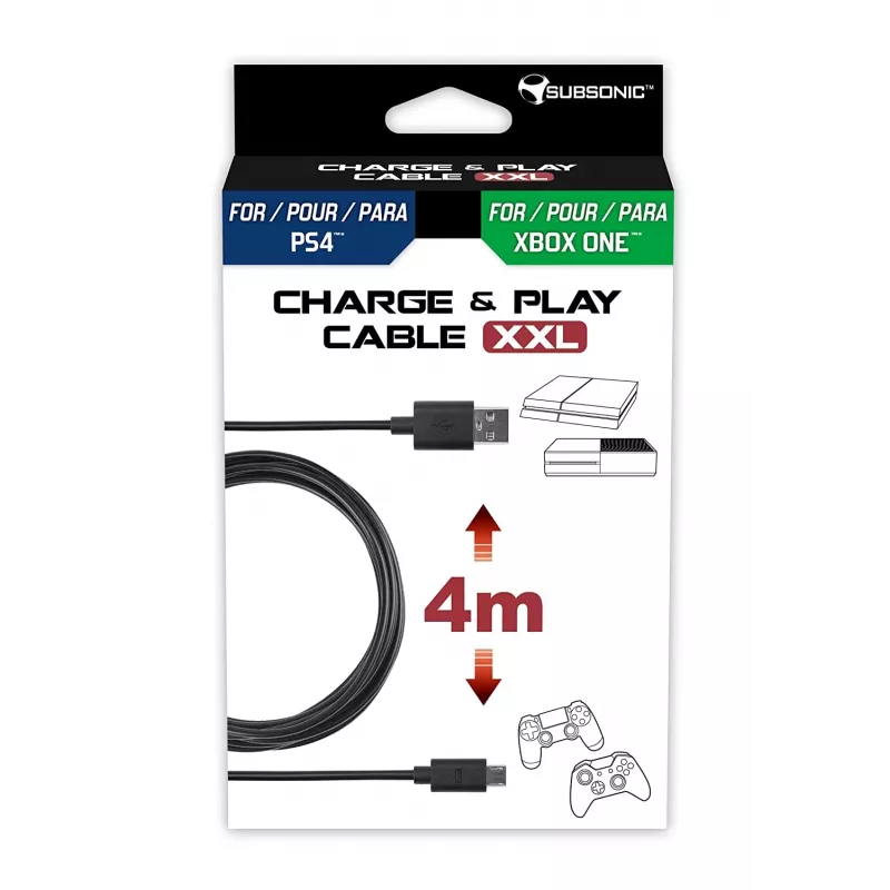 USB-Kabel Subsonic SA5355 4 m USB 2.0 A auf Micro-USB A Schwarz