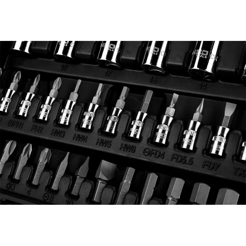 Steckschlüssel 1/4, 1/2, Satz mit 110 Stk., CrV