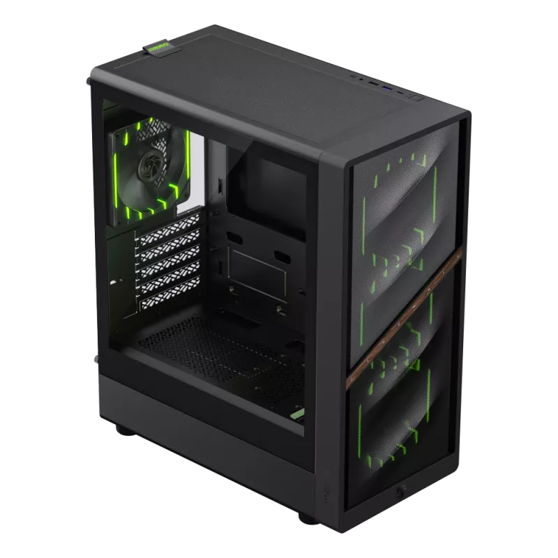 Gamemax Gehäuse | AERIS 330 MB | Schwarz | Mini-Tower | Netzteil nicht enthalten