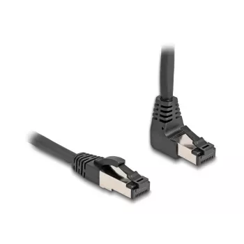 Netzwerkkabel DeLOCK RJ45 Cat.8.1 90° nach unten abgewinkelt / gerade 2 m schwarz