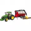 BRUDER John Deere 7R 350 mit Forstanhänger und 4 Baumstämmen