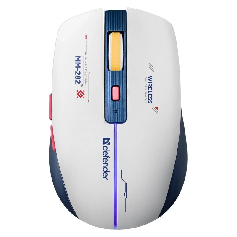 Kabellose Gaming-Maus DEFENDER MM-282 RF — beidhändig, optisch 1800 DPI, 5 Tasten, USB, batteriebetrieben