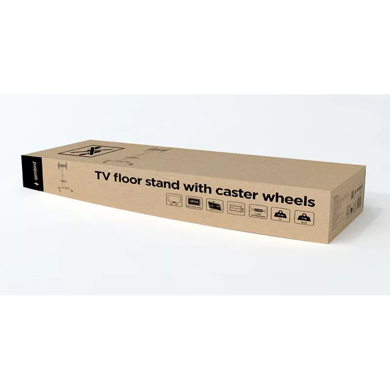 TV-Ständer GEMBIRD TVS-55T-01 für 32–55 Zoll Fernseher, Stahl, höhenverstellbar VESA 100x100–400x400, neigbar, Rollen, max. Belastung 35 kg