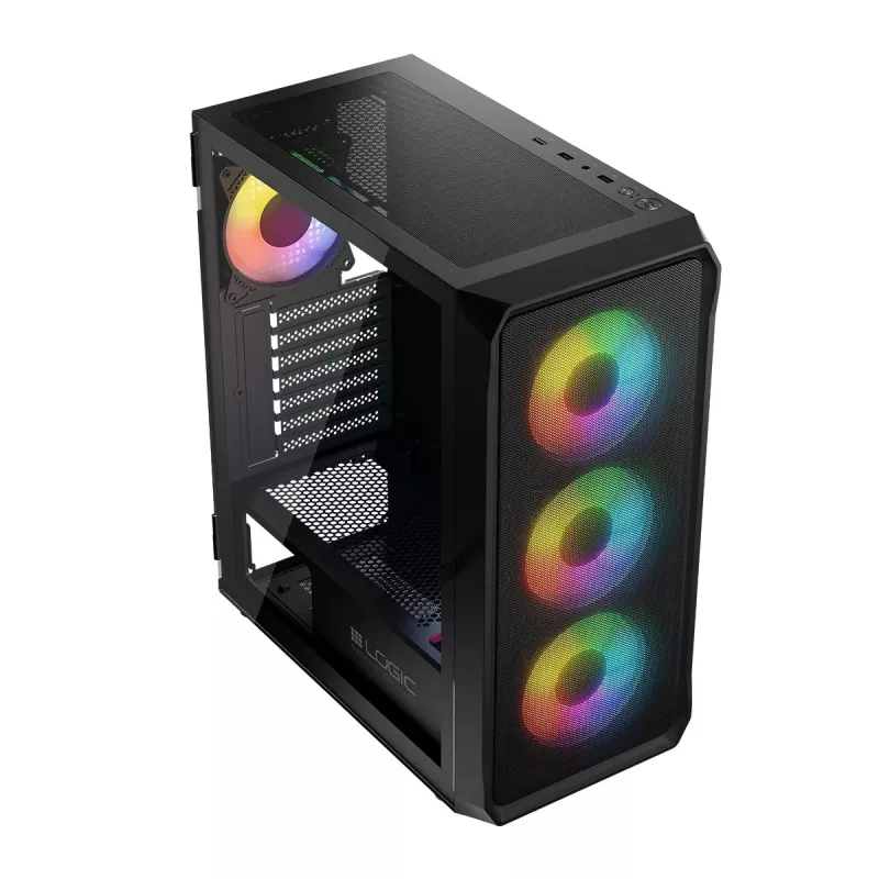 LOGIC CONCEPT Portos ARGB ATX Mid-Tower-Gehäuse, schwarz