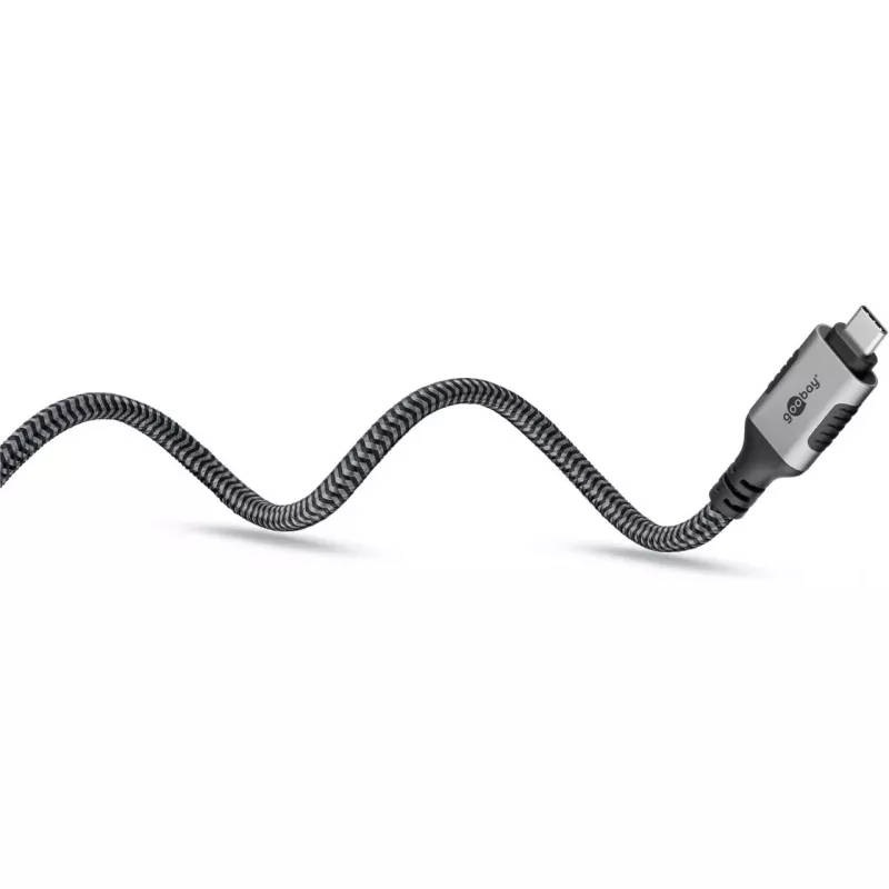 Ethernet-Kabel USB-C 3.2 Gen2 Stecker > RJ-45 Stecker, LAN-Adapter schwarz/Silber, 3 Meter, geflochtenes Textilmantel