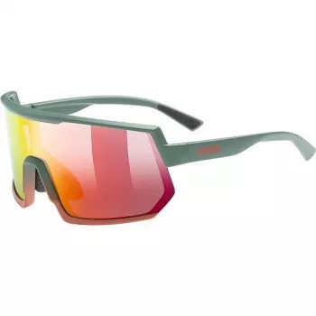 Multisportbrille UVEX sportstyle 235 — Unisex, halbrandlose Fassung, grün/rot