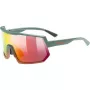 Multisportbrille UVEX sportstyle 235 — Unisex, halbrandlose Fassung, grün/rot