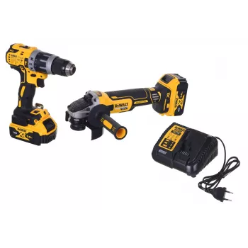 Kombi-Set für Elektrowerkzeuge DeWALT DCK2080P2T-QW — 18V Li‑Ion 5Ah (2x), DCG405 Winkelschleifer, Bohrschrauber, M14 Schleiftellergewinde, Tragekoffer