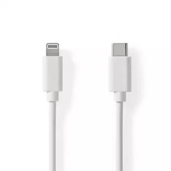 Nedis Lightning-Kabel - USB 2.0 | Apple Lightning 8-Pin | USB-C™-Stecker | 480 Mbit/s | vernickelt | 1,00 m | Rund | PVC | Weiß | Etikett