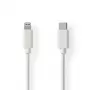 Nedis Lightning-Kabel - USB 2.0 | Apple Lightning 8-Pin | USB-C™-Stecker | 480 Mbit/s | vernickelt | 1,00 m | Rund | PVC | Weiß | Etikett
