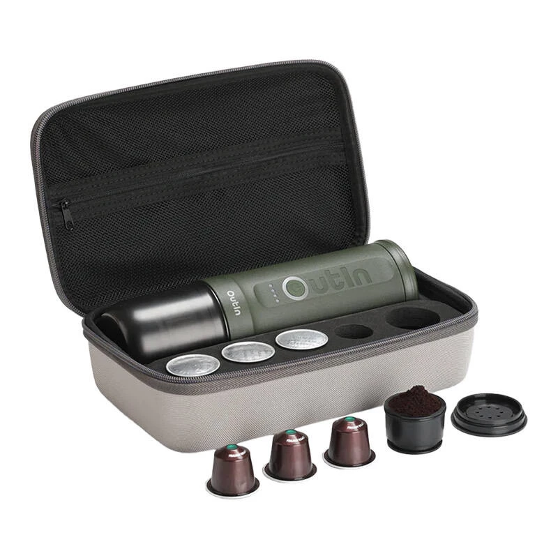 Outin Nano 7500mAh tragbarer Kaffeemaschinen-Set (Grün) + Schutzhülle