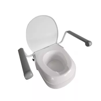 Erhöhter Toilettensitz Mobilex PLN001 mit integrierten Haltegriffen, Polypropylen, höhenverstellbar 6–15 cm, max. Belastung 120 kg