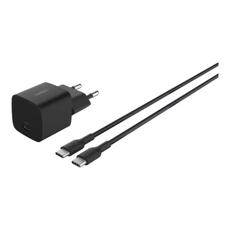 AC Indoor-Ladegerät Belkin BoostCharge 25 W USB-C PD/PPS, 1 m Kabel, Schwarz — für Spielekonsolen, Smartphones, Tablets