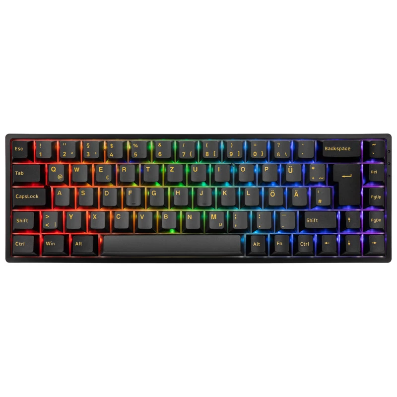 AKKO 3068B Plus Schwarz&Gold Wireless Gaming-Tastatur, mechanisch, RGB - V3 Cream Gelb, ISO (DE), schwarz