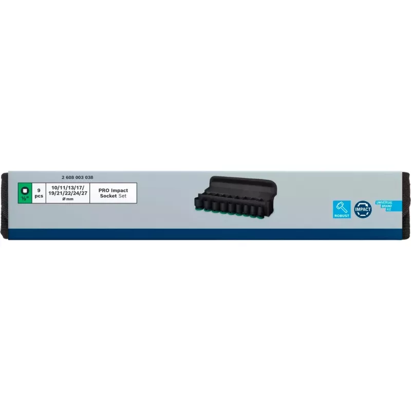 Schlagschlüssel-Satz Bosch Powertools PRO 1/2 Zoll 9-teilig, schwarz