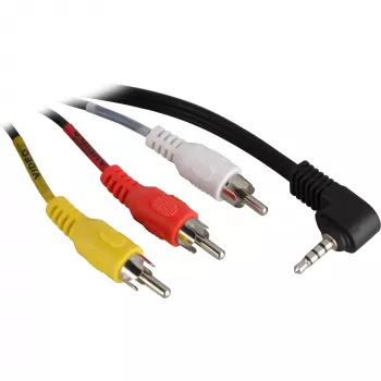 Wentronic Goobay 3,5-mm-Klinke/RCA-Adapterkabel, 1,5 m – 3,5-mm-Klinkenstecker (4-polig, Stereo) 90° > 3x RCA-Stecker (50209)