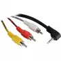 Wentronic Goobay 3,5-mm-Klinke/RCA-Adapterkabel, 1,5 m – 3,5-mm-Klinkenstecker (4-polig, Stereo) 90° > 3x RCA-Stecker (50209)