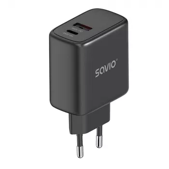 Outdoor-Ladegerät SAVIO LA-06/B USB Type-C 30W Power Delivery 1x USB-C Schwarz, 5–20V, 3A/9V, 3A/5V, 3A/12V, 2,1A