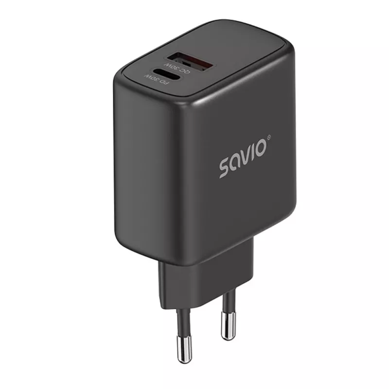 Outdoor-Ladegerät SAVIO LA-06/B USB Type-C 30W Power Delivery 1x USB-C Schwarz, 5–20V, 3A/9V, 3A/5V, 3A/12V, 2,1A