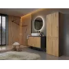 Topeshop NEL 2K DD ANT/ART KP Badezimmer-Aufbewahrungsschrank Graphit, Eiche