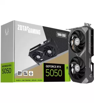 Grafikkarte ZOTAC GeForce RTX 5050 Twin Edge — 8 GB GDDR6, 128-Bit, PCIe x8 5.0, aktive Dual-Lüfter-Kühlung