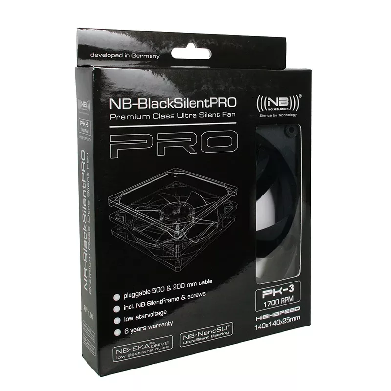 Fan Noiseblocker BlackSilentPro PK3 14 cm Schwarz