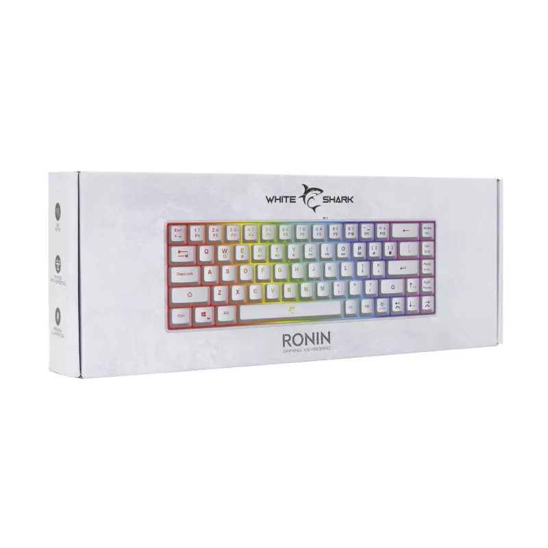 Tastatur White Shark RONIN Weiß USB QWERTY 68 Tasten LED