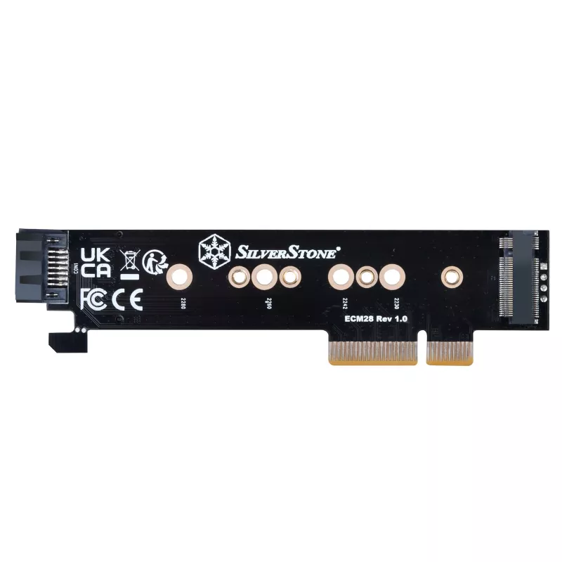 Silverstone SST-ECM28 M.2/SATA-Adapterkarte, PCIe 4.0, 1x M-Key, 1x SATA