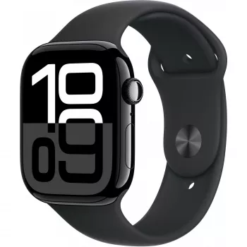 Apple Watch Series 10 Aluminiumgehäuse GPS + Cellular 46 mm Diamond Schwarz Sportarmband Schwarz M/L