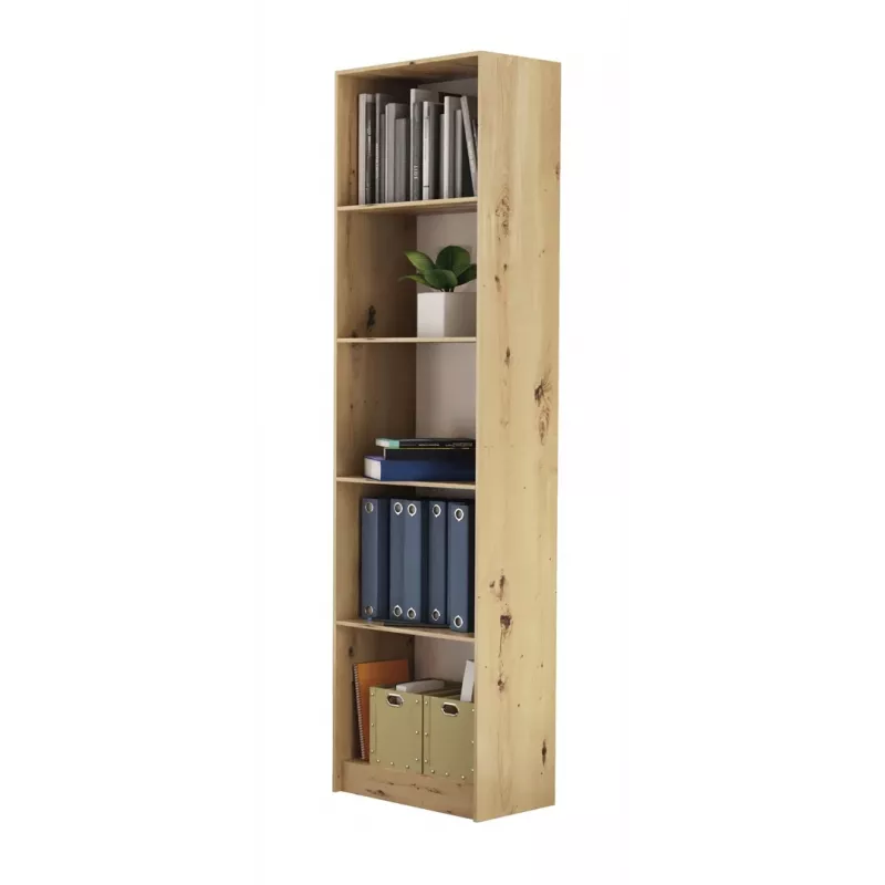 Bücherregal Top e shop R50 ARTISAN — Eichenfinish, 5 Regalböden, Spanplattenrahmen