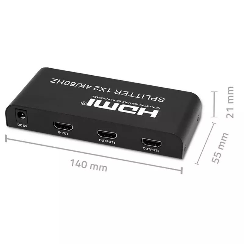 Qoltec 51797 Aktiver HDMI-Splitter 2 x HDMI 4K x 2K | 6 Gb/s | 60 Hz