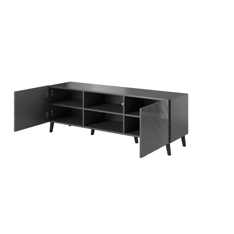 RTV-Schrank ABETO 150x42x52 Graphit/glänzend