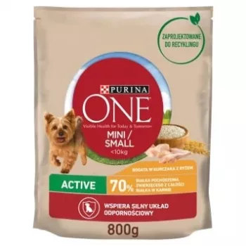 PURINA One Mini Active Huhn, Reis – Trockenfutter für Hunde – 800 g