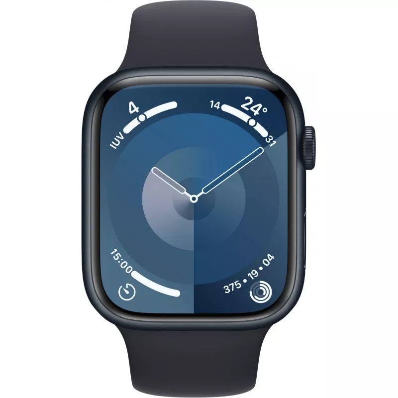 APPLE Watch Series 9 GPS + Cellular 45 mm Mitternacht Aluminiumgehäuse mit mitternachtfarbenem Sportarmband – M/L (MRMD3QF/A)