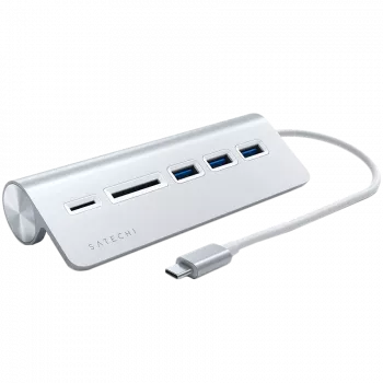 Satechi Type-C Aluminium USB Hub & Card Reader, Silber, ST-TCHCRS