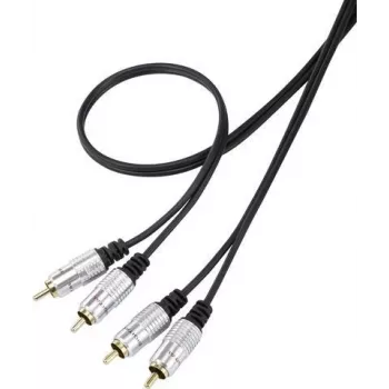 SpeaKa Professional SP-7870144 RCA-Audio-Verbindungskabel [2x RCA-Stecker - 2x RCA-Stecker] 1,00 m Schwarz SuperSoft-Mantel, vergoldete Steckerkontakte (SP-7870144)