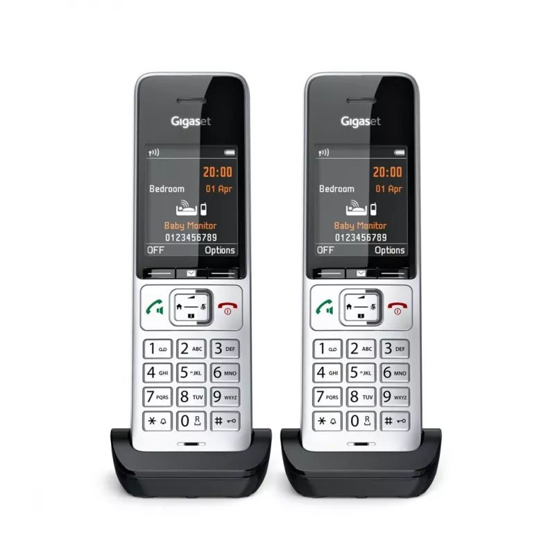 Gigaset COMFORT 500HX duo Analog/DECT Telefon Anruferkennung Schwarz, Silber