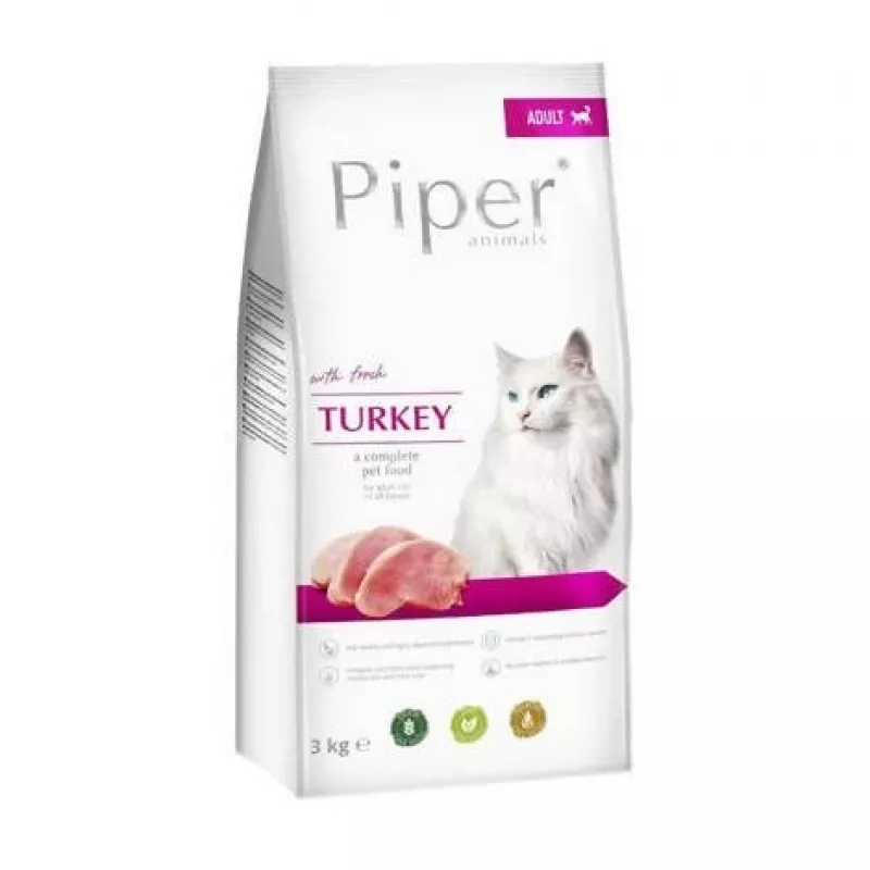 Trockenfutter für Katzen Dolina Noteci Piper mit Truthahn, ausgewachsene Katzen, 3 kg, 35% Protein, 15% Fett, gluten- und sojafrei