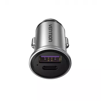 Vention Zwei-Port USB A+A (30+30) Auto-Ladegerät Grau Mini-Stil Aluminiumlegierung Typ
