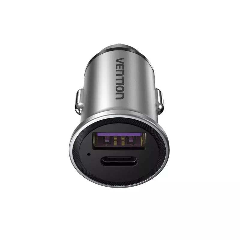 Vention Zwei-Port USB A+A (30+30) Auto-Ladegerät Grau Mini-Stil Aluminiumlegierung Typ